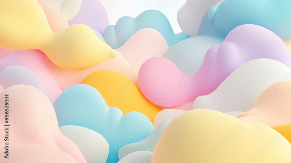 Aufkleber very soft and sweet abstract background in pastel colors rendered in 3d cartoon style