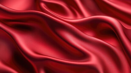 Obraz premium Soft waves of red silk create an abstract background rendered in 3D for a visually captivating presentation