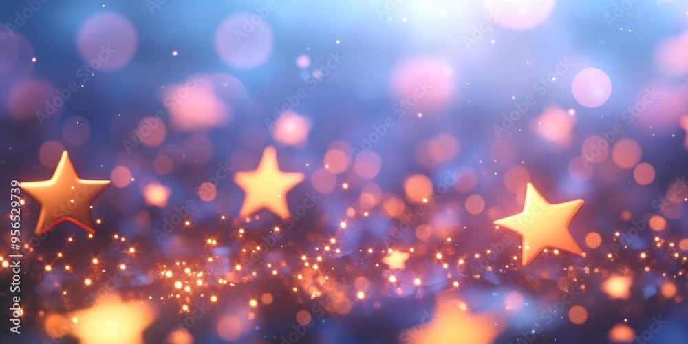 Fototapete elegant abstract background with bokeh lights and stars in a 3d cartoon rendering