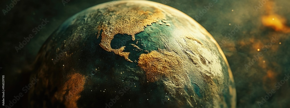 Poster Close up of a celestial globe in a 3D cartoon rendering