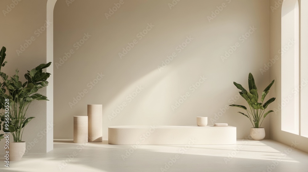 Poster Minimalist display featuring ample negative space for contemporary product presentation 3D rendering