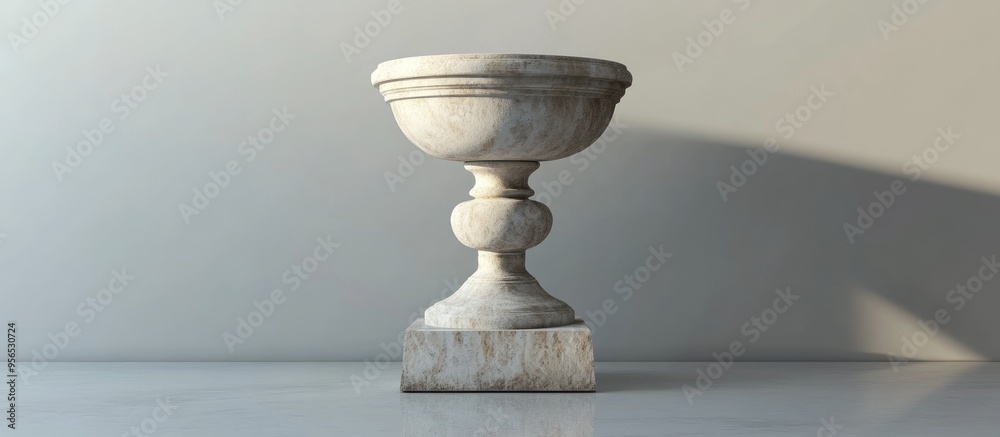 Aufkleber Stone award pedestal with reflection isolated 3D object rendering