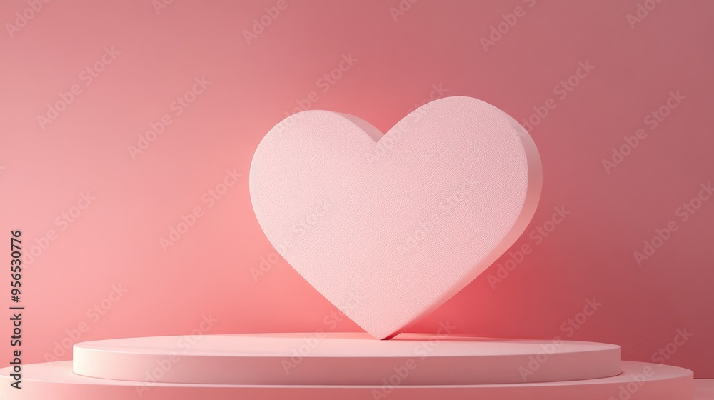 Aufkleber Minimalist heart shaped background mockup featuring a podium Product display scene in 3D rendering