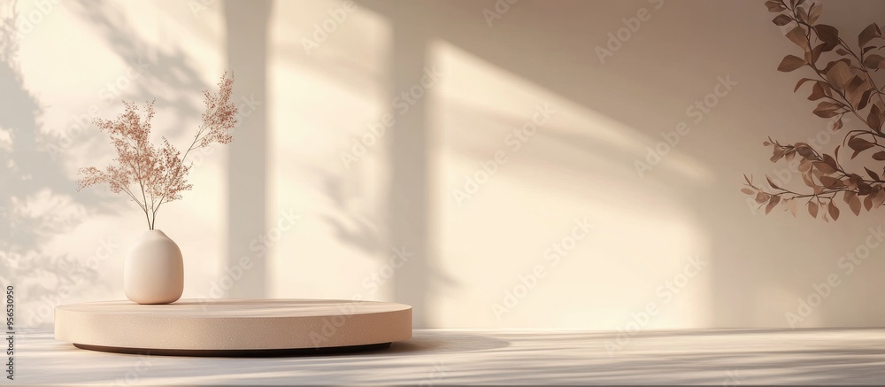 Poster Minimal background mockup featuring a podium for showcasing products 3D rendering