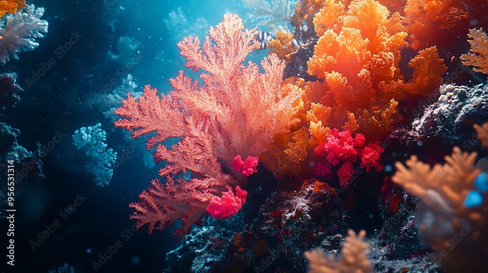 Poster coral texture underwater background reef abstract sea : Generative AI