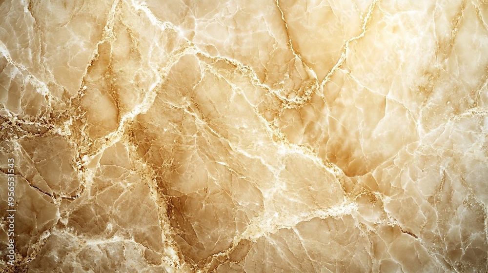 Poster Beige marble texture with subtle veins and streaks displaying a smooth and elegant stone background : Generative AI