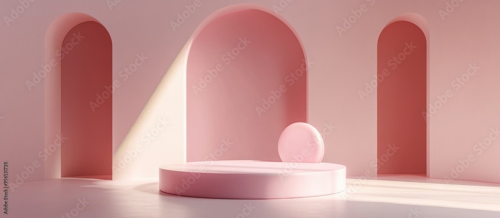 Poster Abstract background featuring a geometric podium for product presentation 3D rendering