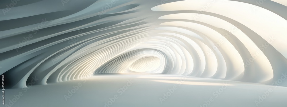 Aufkleber Abstract architecture background featuring a curved interior in a 3D render