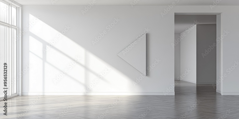 Poster Corners installation in a minimalist white studio Forward arrows in 3D rendering