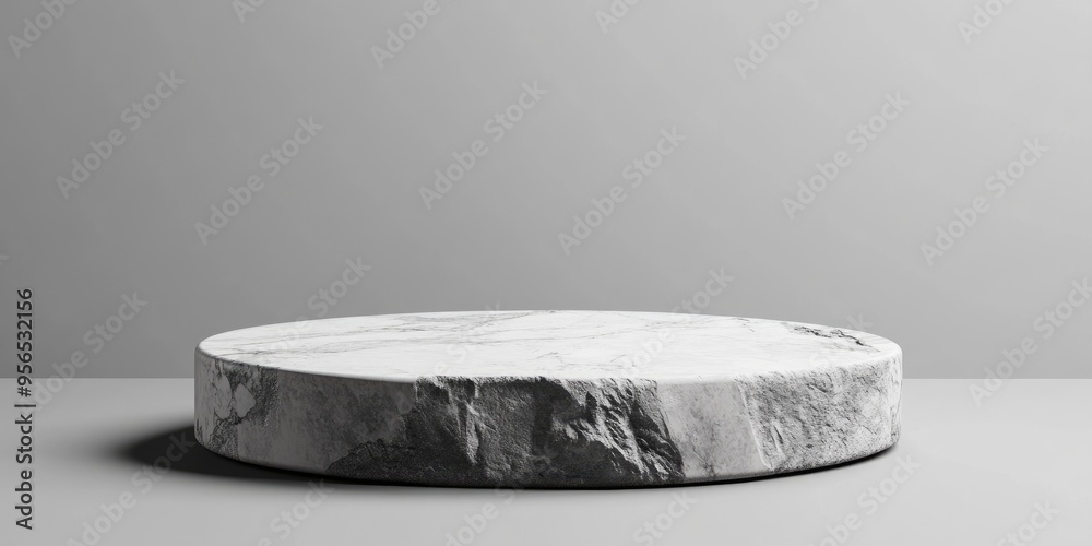 Aufkleber Minimalistic round display featuring an empty space with an old marble style 3D rendered structure