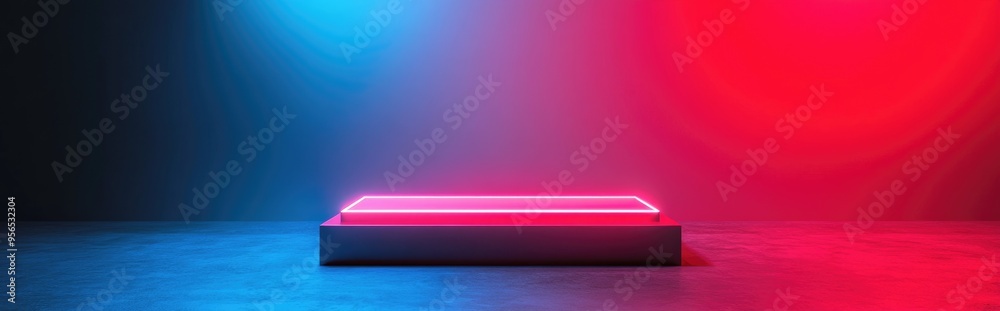 Aufkleber Geometric abstract background in pink featuring a square platform and frame Minimalist backdrop design suitable for product display 3D rendering