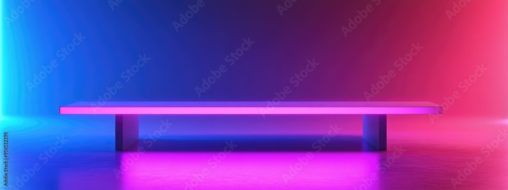 Poster Empty contemporary studio table backdrop ideal for showcasing products with space for content display 3D rendering