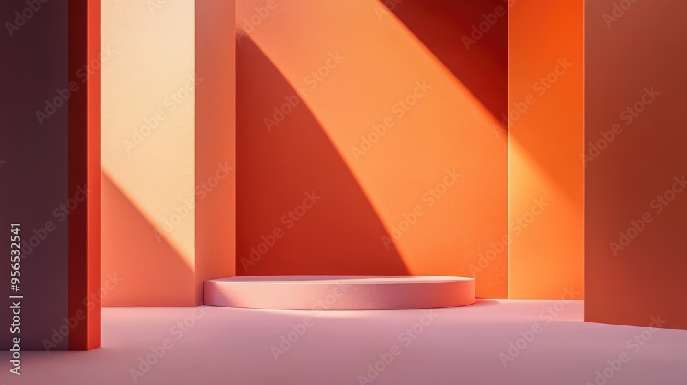 Poster Abstract background featuring a 3D podium and wall scene created through 3D rendering techniques