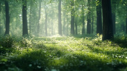 Fototapeta premium green woods panorama natural landscape : Generative AI