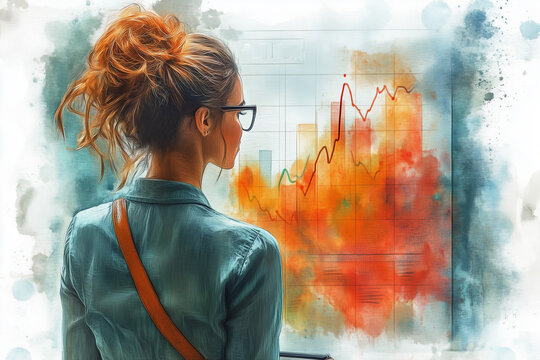 frau, sch&ouml;nheit, gestalten, business, gesicht, person, leute, bekleidung, ausdruck, charts, flippchart, medien, aktien, kurse, 