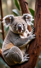 Naklejka premium koala on a tree in its natural habitat