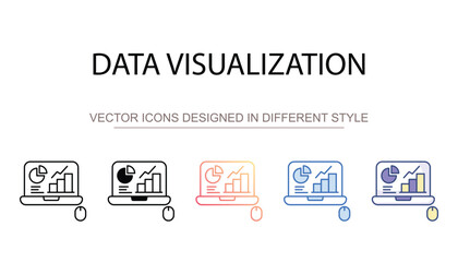Data visualization icon design with white background stock illustration