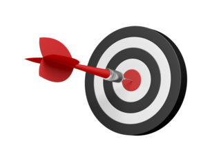 Dart and target. Isolated. Success. 3d illustration.