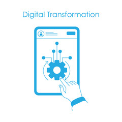 Digital Transformation Icon for Revolutionizing Business Operations with Technology Integration with editable stroke.