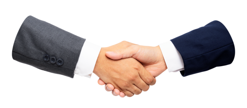 Businessmen shaking hands png sticker, transparent background