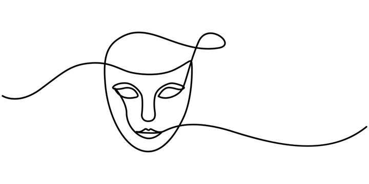 recommend clip art: Theater mask one line drawing, opera event symbols continuous hand drawn, theater humor smile mask one line continuous line art, mask one line vector isolated design element, Theater Sign Line Icon