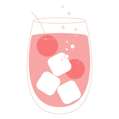 Png Cute cocktail illustration element, transparent background