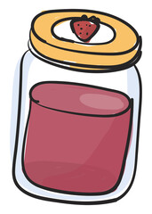 Png strawberry jam illustration sticker, transparent background