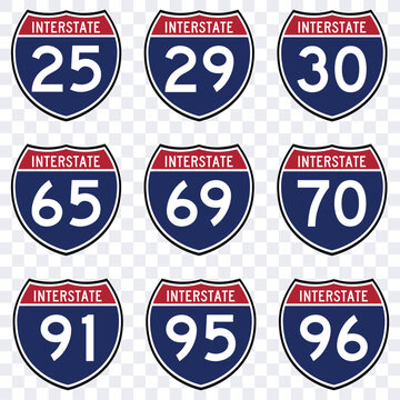Intarstate american road sign vector isolated.