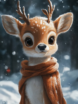 reh, rehe, renntier, weihnachtsgeschichte, weihnachten, caribou, deer, winter, cartoons, tier, schnee, vektor, urlaub, weihnachten, abbildung, rudolf, card, weihnachtsmann, nase, frohe, jahreszeit, h&uuml;