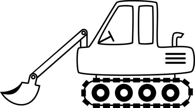 recommend clip art: Hand drawn loader construction vehicle line art for coloring page or decoration