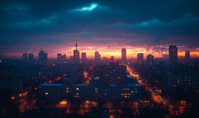 Obraz premium abendrot, himmel, stadt, sonnenaufgang, sonne, cloud, fabrik, branche, qualm, silhouetten, skyline, gewerblich, dawn, nacht, landschaft, morgen, pflanze, silhouette, bauwerk, städtisch, licht, umweltv
