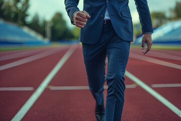 Successful sportsman businessman moving forward reaching goal aim, Generative AI