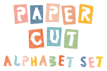 Paper cut png alphabet typography set