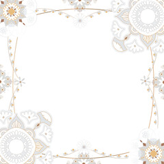 Mandala pattern gold frame png gray Indian style illustration
