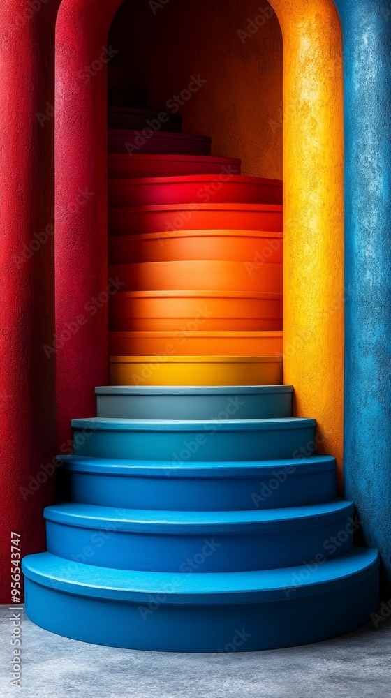 Sticker A staircase with blue steps and red steps