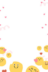 Fototapeta premium PNG frame of cute doodle emoji with heart sign
