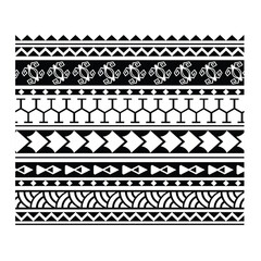 Polynesian pattern tribal tattoo border. Tribal tattoo geometric fore arm samoan band. Tattoo eps forearm samoan sleeve bracelet. Fabric seamless isolated hawaiian pattern on white background.