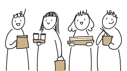 PNG food delivery doodle sticker with eco-friendly packagings