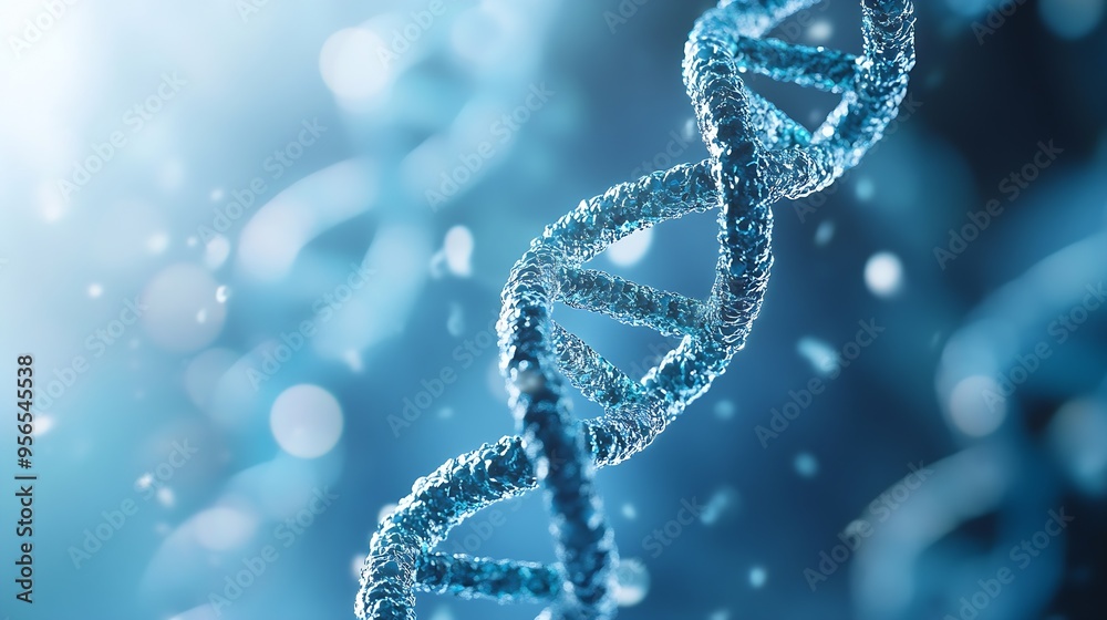 Wall mural dna medical background biotechnology helix gene white futuristic background : generative ai