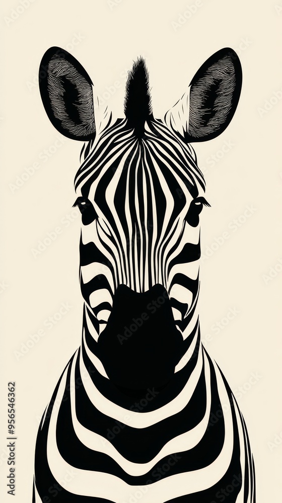 Wall mural Stripes and Stare: Zebra Portrait