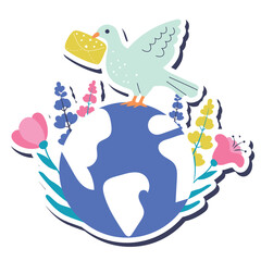 post world day, vector isolated sticker on the white background