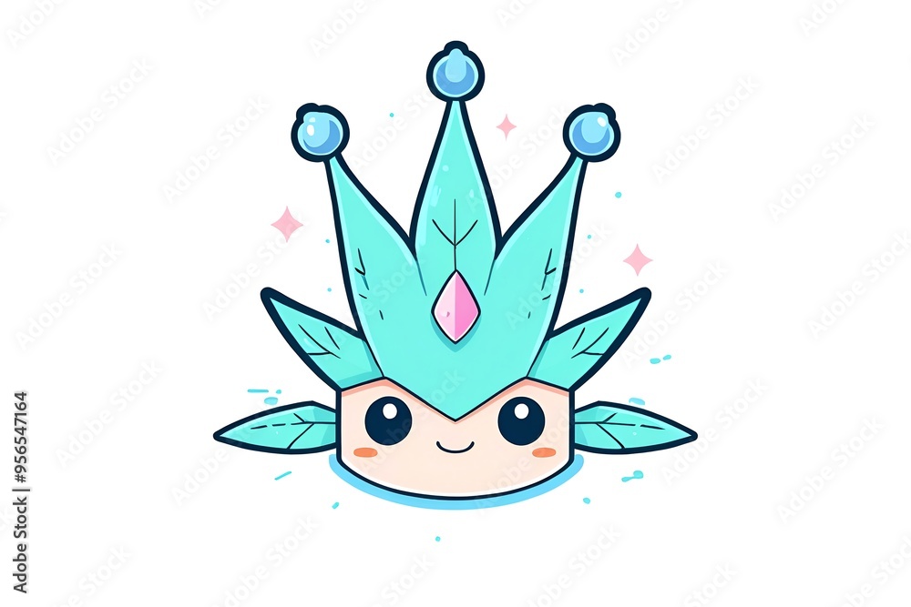 Poster cute cartoon character with a crown