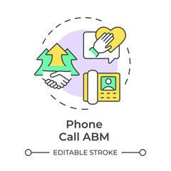 Phone call abm multi color concept icon. Advertisement strategy, personalization. Round shape line illustration. Abstract idea. Graphic design. Easy to use in infographic, presentation