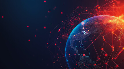 Obraz premium background Innovation network points Earth's surface wave background Abstract digital wave background information technology background The background is the background. gradient wave digital wave ban