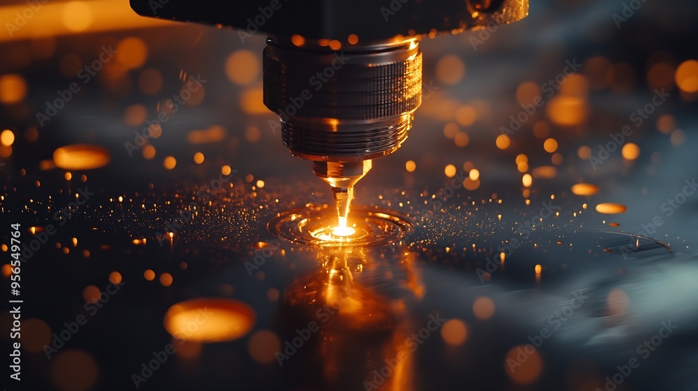 Poster cnc laser and gas cutting of metal modern industrial technology making industrial details the laser 