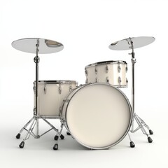 Adorable Pastel Silver Drum Set: Minimalist 3D Design