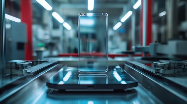 automatic mobile screen protector film or glass cover in manufacture phone factory : Generative AI