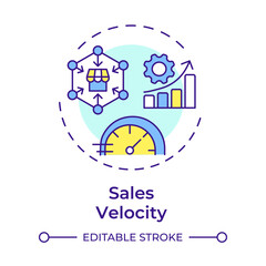 Sales velocity multi color concept icon. Marketing statistics, business profitability. Round shape line illustration. Abstract idea. Graphic design. Easy to use in infographic, presentation