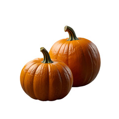 Two pumpkin isolated on a transparent background. Ai generative