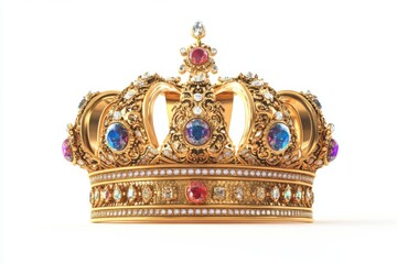 a stunning and ornate torah crown with golden filigree and precious gems illustration